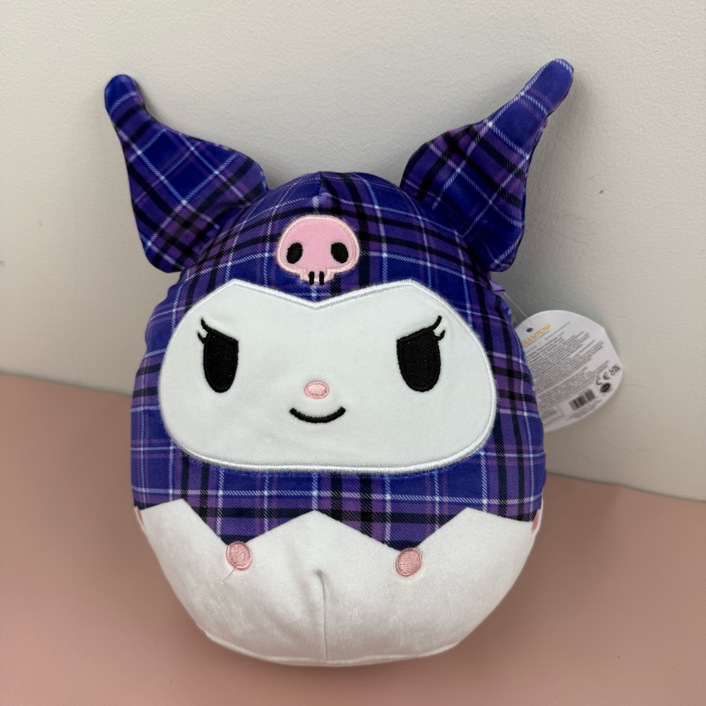 NEW Kuromi Squishmallow Purple Plaid by Sanrio